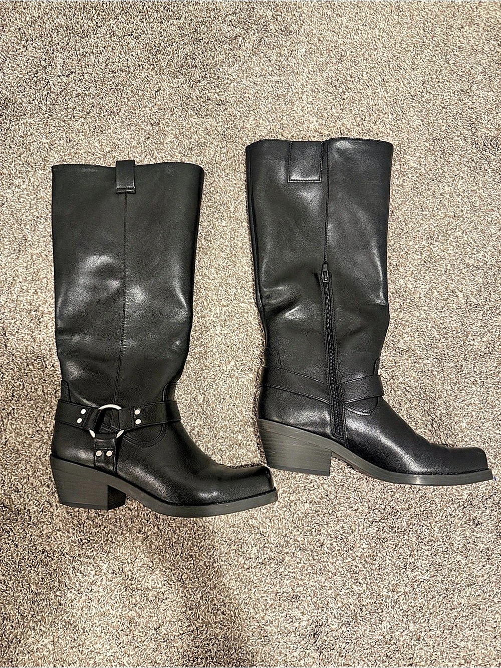 Black Tall Moto Boots